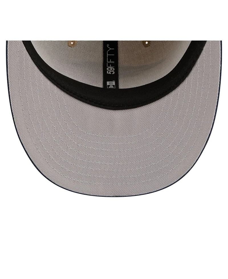 New Era Men's Natural/Navy England Patriots Pre-Curved Twine 59FIFTY Fitted Hat