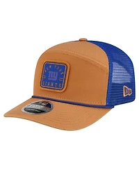 New Era Men's Brown/Royal New York Giants Team Patch Split Panel 9SEVENTY Adjustable Trucker Hat