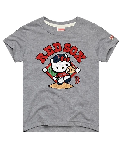 Homage Big Boys and Girls Gray Boston Red Sox Hello Kitty x Mlb Tri-Blend T-Shirt