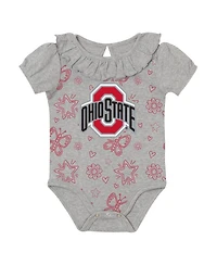 Outerstuff Baby Boys and Girls Scarlet/Gray Ohio State Buckeyes Two-Pack Playtime Ruffle Bodysuit Set
