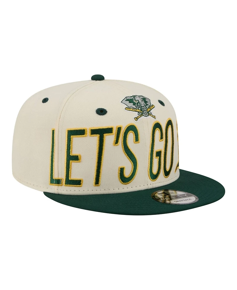 New Era Men's Cream Athletics Oversized Slogan 9FIFTY Snapback Hat
