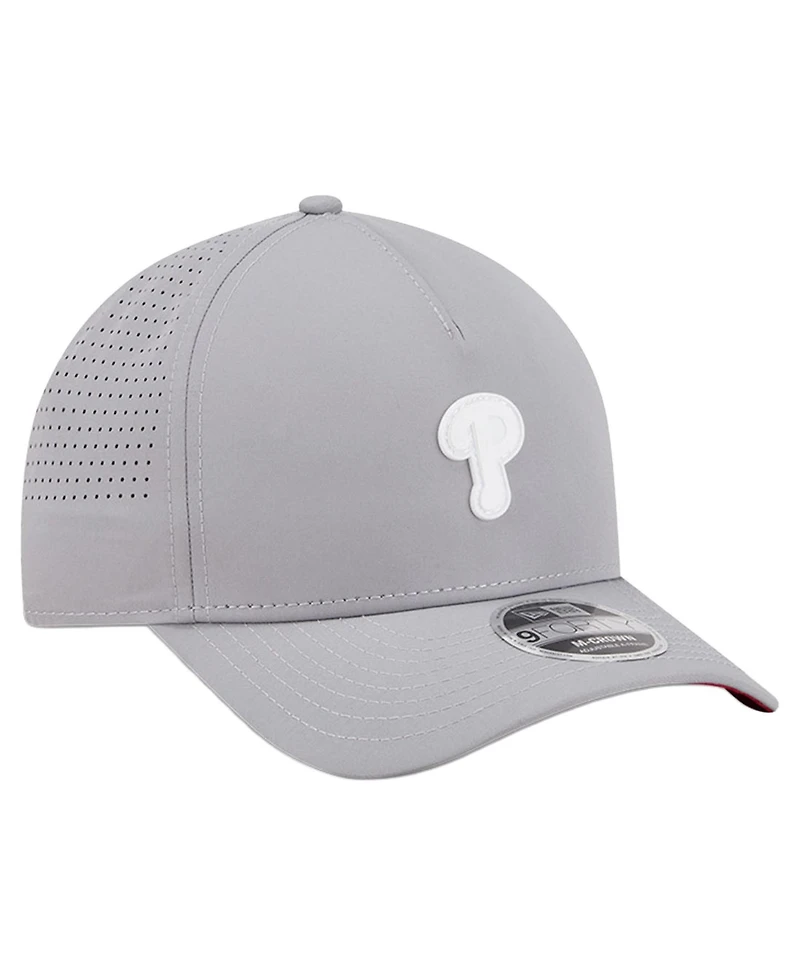 New Era Men's Gray Philadelphia Phillies Micro Logo 9FORTY M-Crown A-Frame Adjustable Hat