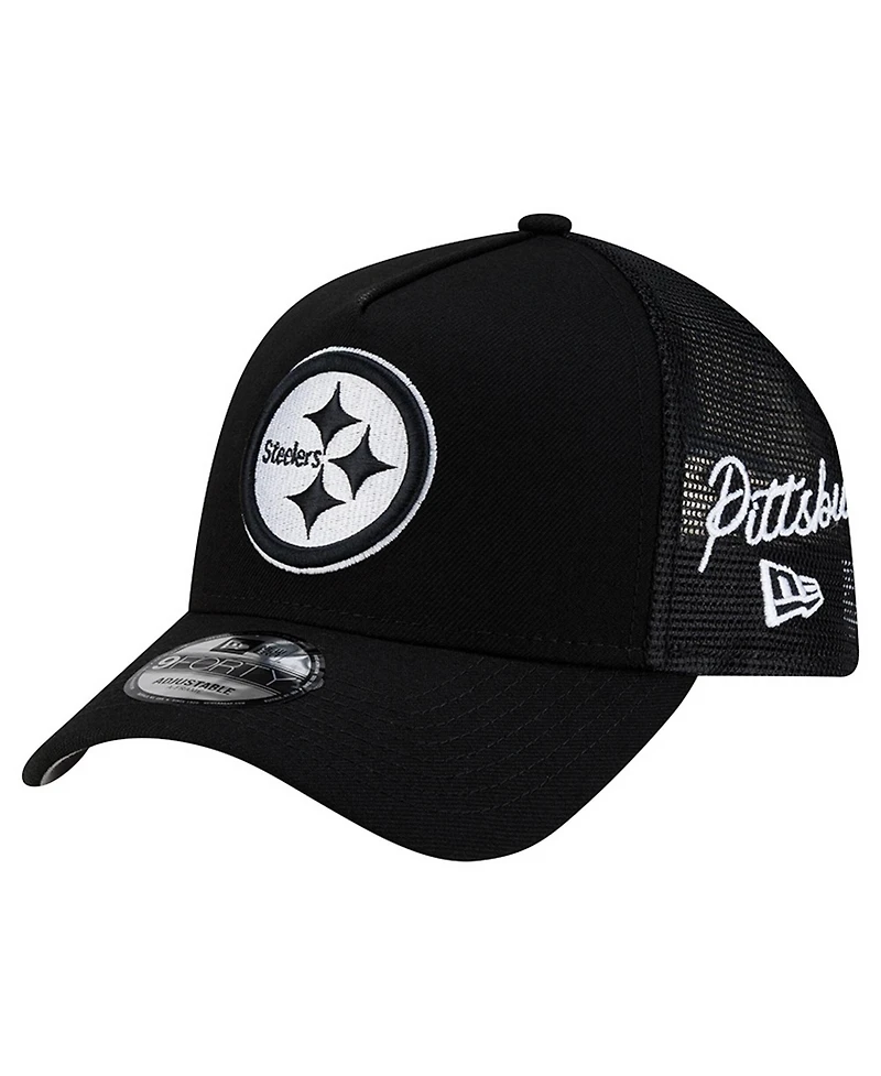 New Era Men's Black Pittsburgh Steelers City Script 9FORTY A-Frame Adjustable Hat