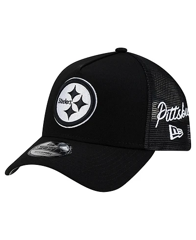 New Era Men's Black Pittsburgh Steelers City Script 9FORTY A-Frame Adjustable Hat