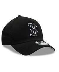 New Era Men's Black Boston Red Sox Side Script 9FORTY A-Frame Trucker Adjustable Hat