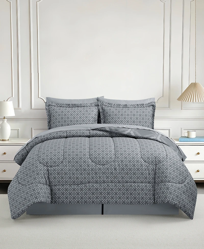 Macy's Darien Geo Reversible Microfiber 8-piece Comforter Set
