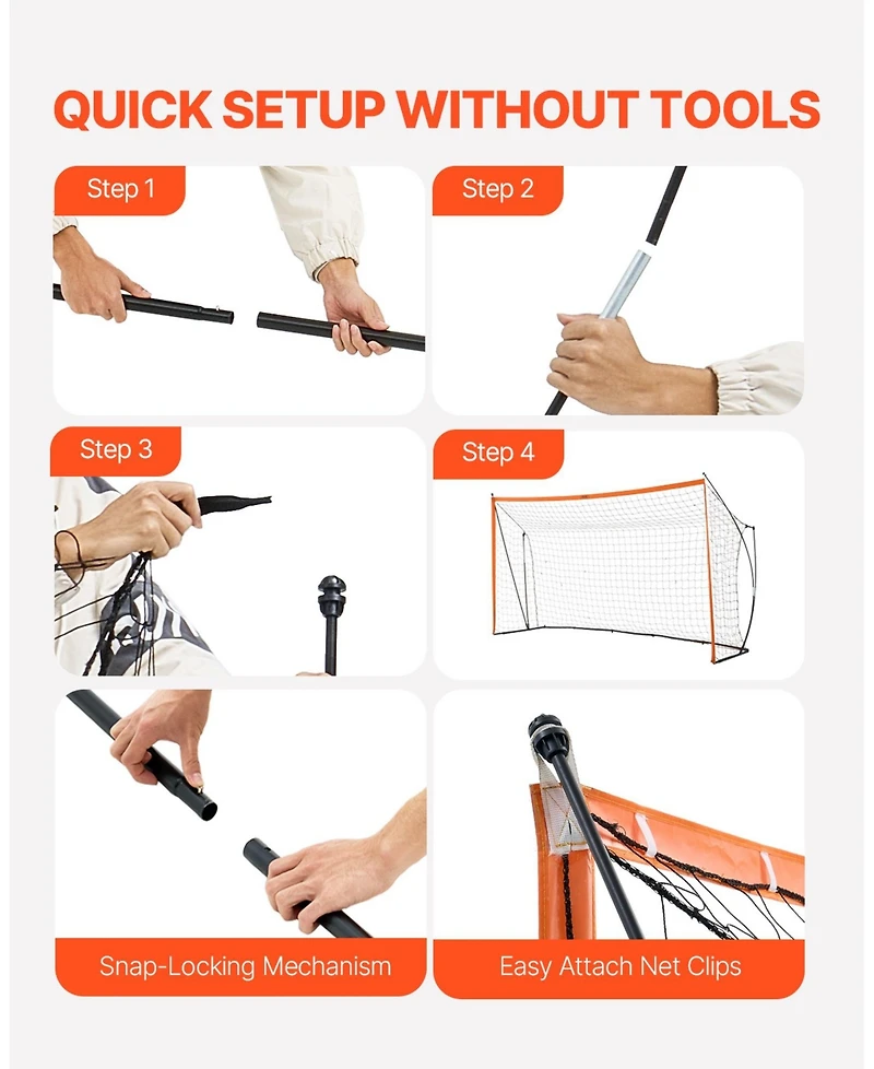 Sugift Portable Soccer Goal Net for Adults Kids Backyard Practice Steel Fiberglass with Carry Bag
