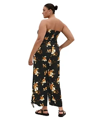 City Chic Plus Aruba Print Strapless Wide-Leg Jumpsuit