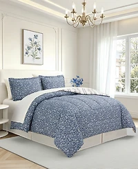 Macy's Floral Stripe Reversible Microfiber 8-piece Comforter Set