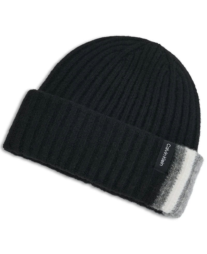 Calvin Klein Women's Colorblock Fold Over Cuff Beanie