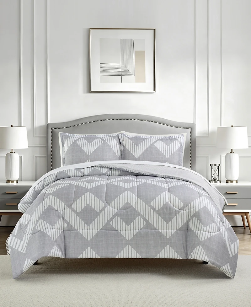 Macy's Colton Geo Reversible Microfiber 3-piece Comforter Set