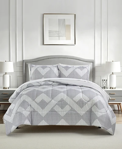 Macy's Colton Geo Reversible Microfiber 3-piece Comforter Set