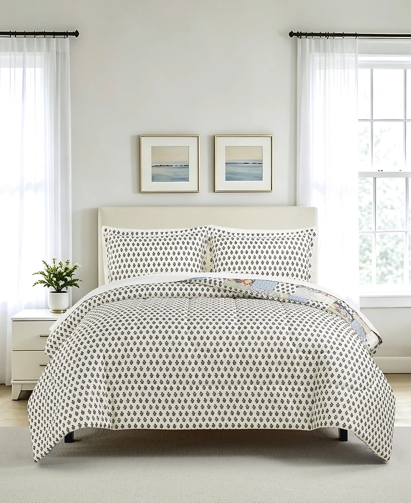 Macy's Floral Patch Reversible Microfiber 3-piece Comforter Set