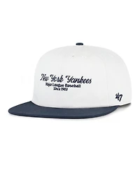47 Brand Men's White/Navy New York Yankees Script Stack Relaxed Captain Snapback Hat