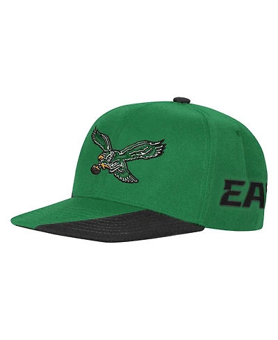 Outerstuff Big Boys and Girls Kelly Green/Black Philadelphia Eagles Side Swipe Retro Snapback Hat