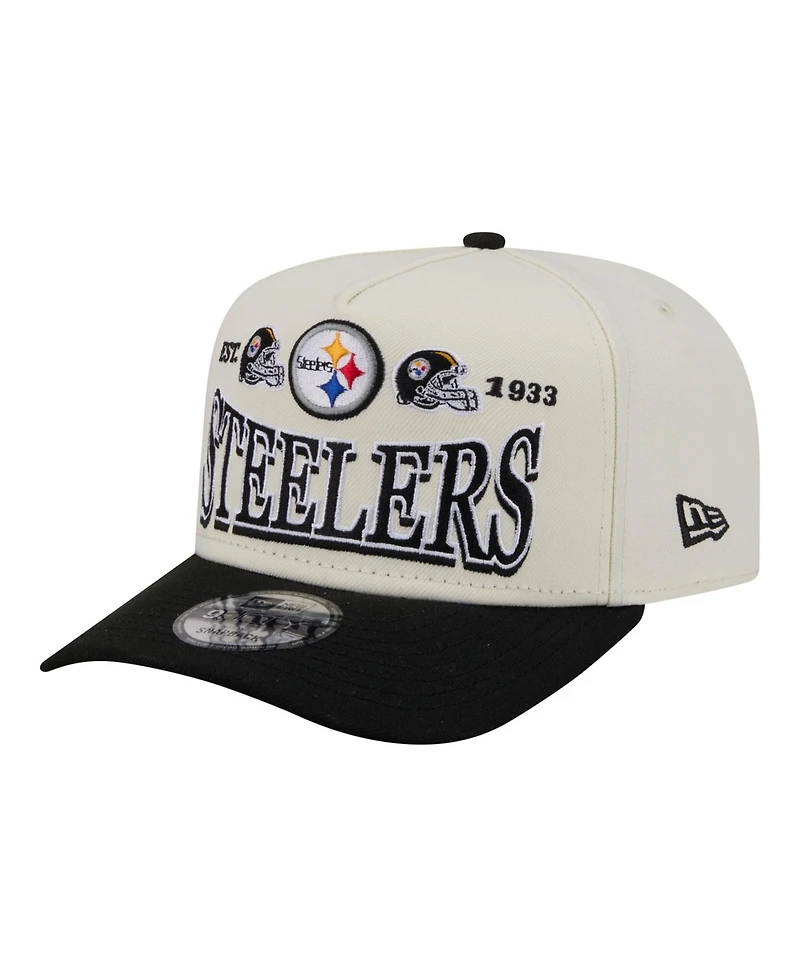 New Era Men's Cream/Black Pittsburgh Steelers A-Frame 9FIFTY Snapback Hat