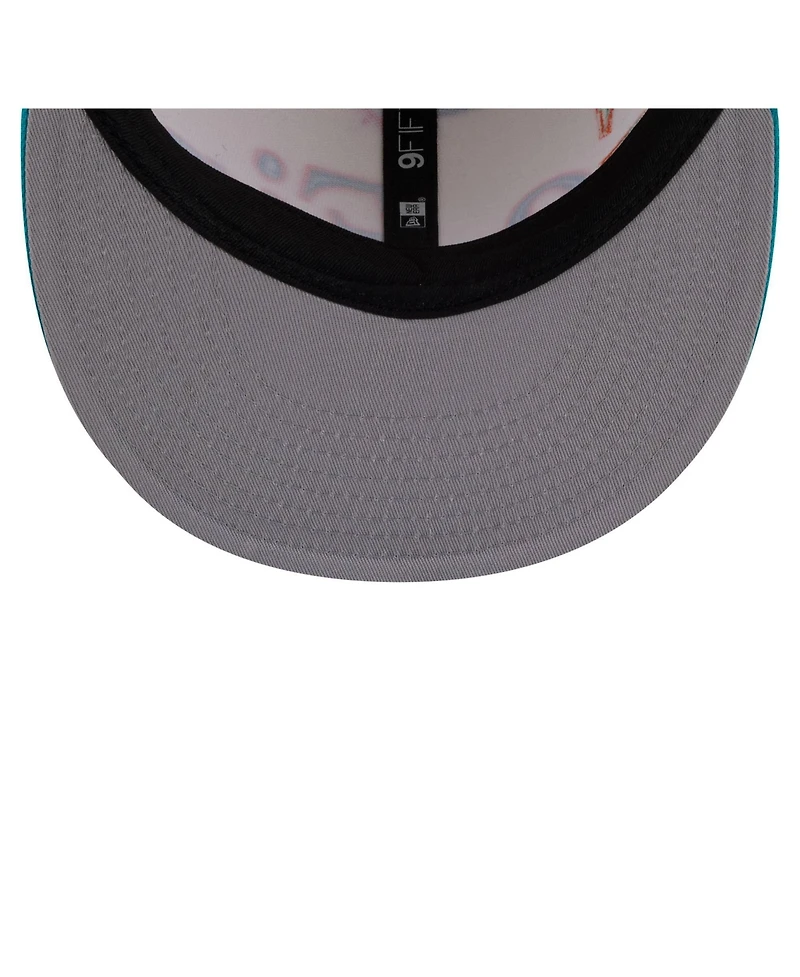 New Era Men's Cream Miami Dolphins Oversized Slogan 9FIFTY Snapback Hat