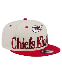 New Era Men's Cream Kansas City Chiefs Oversized Slogan 9FIFTY Snapback Hat