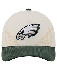 New Era Men's Cream/Midnight Green Philadelphia Eagles Western 9FORTY A-Frame Adjustable Hat
