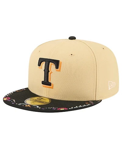 New Era Men's Light Beige Texas Rangers Two-Tone Embroidered Visor 59FIFTY Fitted Hat