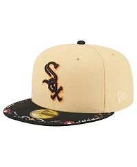 New Era Men's Light Beige Chicago White Sox Two-Tone Embroidered Visor 59FIFTY Fitted Hat