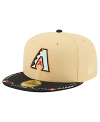 New Era Men's Light Beige Arizona Diamondbacks Two-Tone Embroidered Visor 59FIFTY Fitted Hat