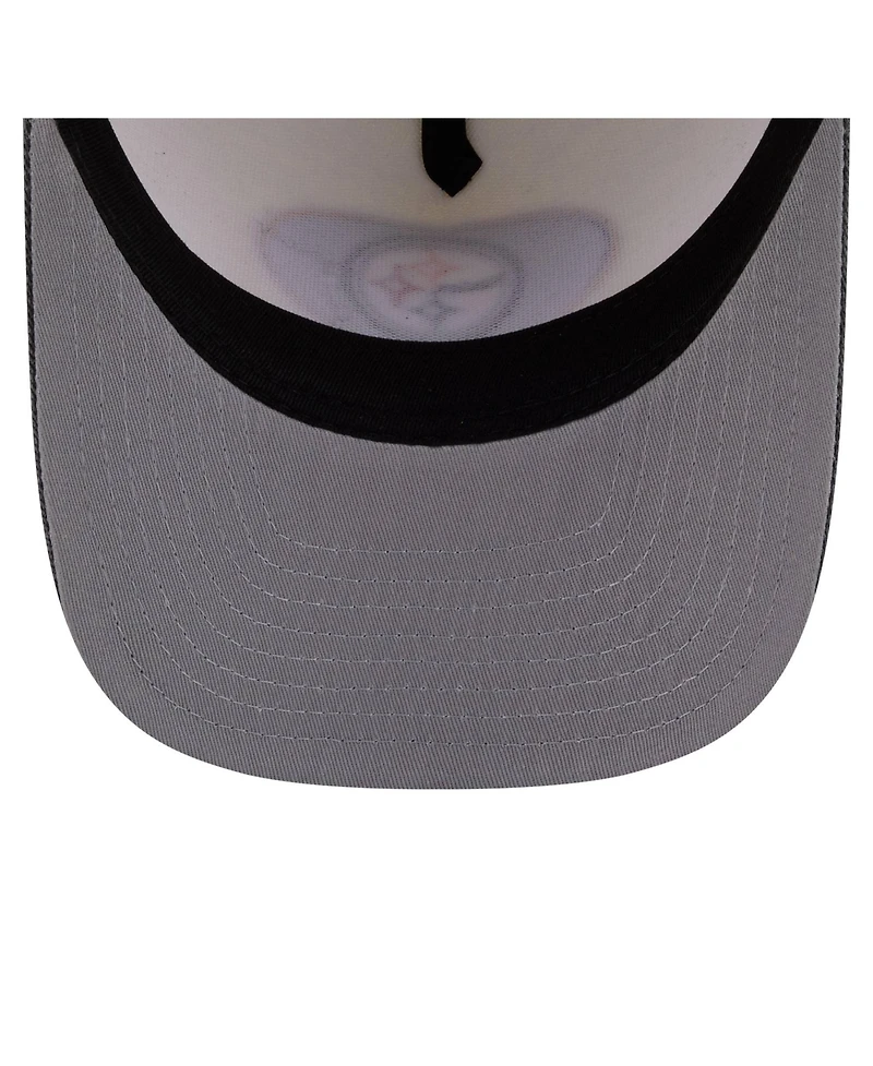 New Era Men's Cream/Black Pittsburgh Steelers Washed A-Frame 9FIFTY Snapback Hat
