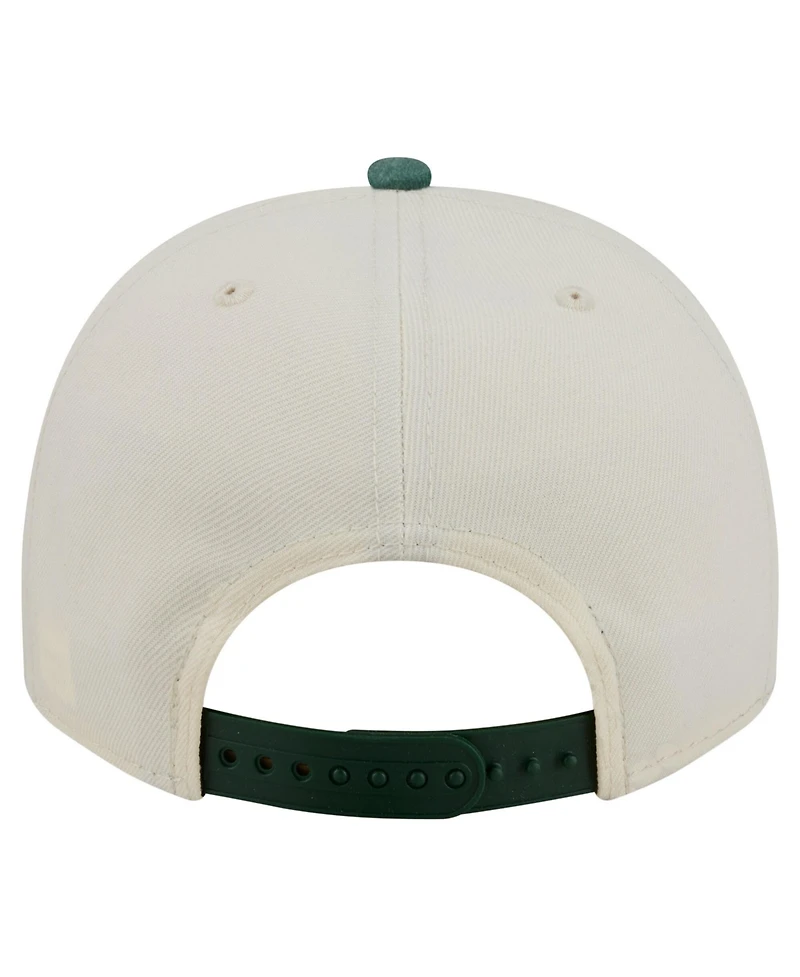 New Era Men's Cream/Green Bay Packers Washed A-Frame 9FIFTY Snapback Hat
