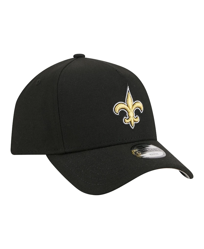 New Era Big Boys and Girls Black New Orleans Saints 9FORTY A-Frame Adjustable Hat