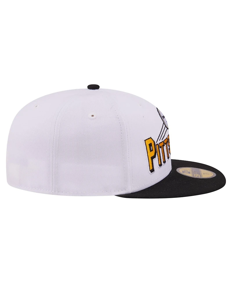 New Era Men's White/Black Pittsburgh Steelers Retro Swoop 59FIFTY Fitted Hat