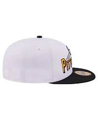 New Era Men's White/Black Pittsburgh Steelers Retro Swoop 59FIFTY Fitted Hat