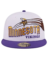 New Era Men's White/Purple Minnesota Vikings Retro Swoop 59FIFTY Fitted Hat