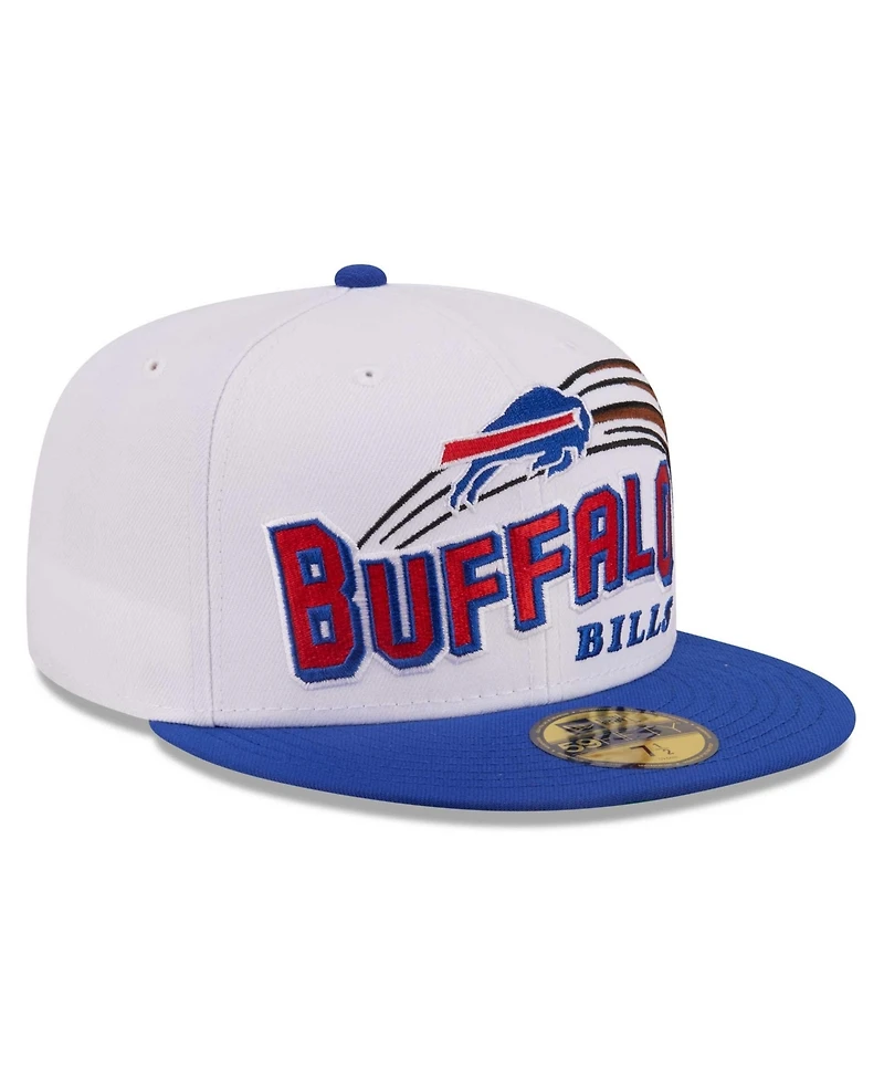 New Era Men's White/Royal Buffalo Bills Retro Swoop 59FIFTY Fitted Hat