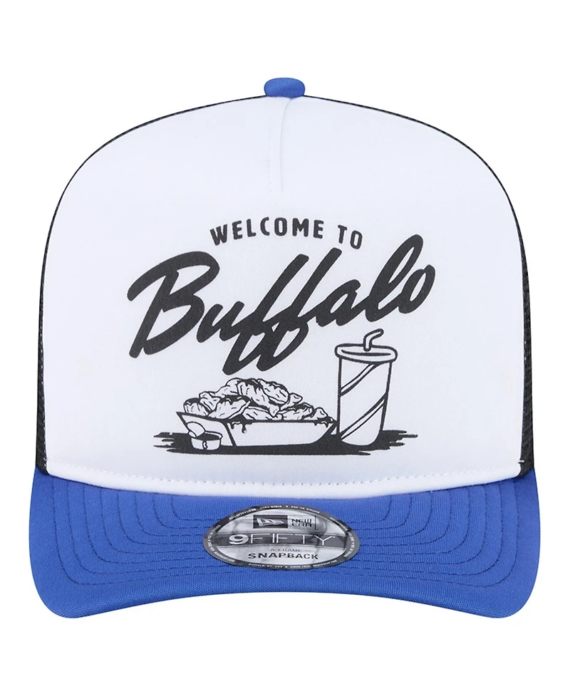 New Era Men's White/Royal Buffalo Bills Foodie 9FIFTY A-Frame Trucker Snapback Hat
