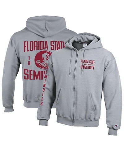 Champion Men's Heather Gray Florida State Seminoles Varsity Power blend Full-Zip Fleece Hoodie