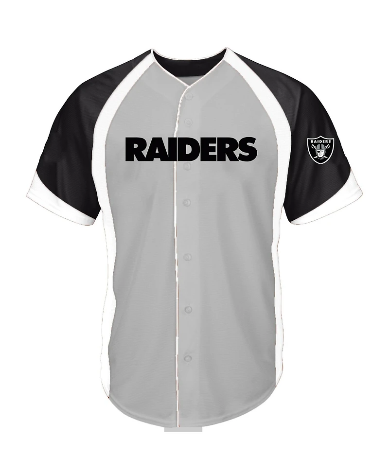 Profile Men's Gray Las Vegas Raiders Big Tall Button-Up Fashion Top