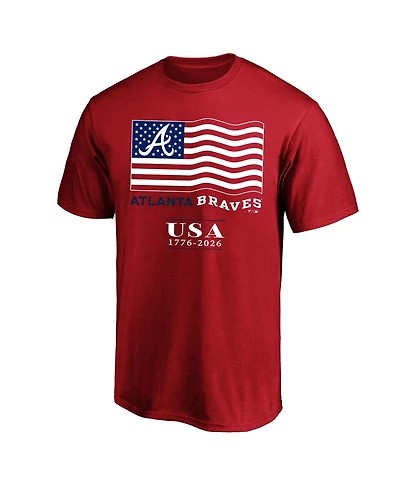 Fanatics Men's Red Atlanta Braves Usa 1776-2026 Big Tall T-Shirt