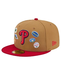 New Era Men's Tan Philadelphia Phillies Fruit Sticker 59FIFTY Fitted Hat