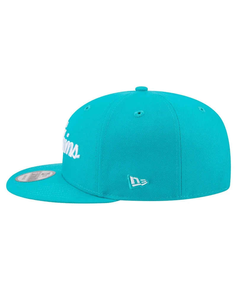 New Era Men's Aqua Miami Dolphins Core Team Script 9FIFTY Snapback Hat