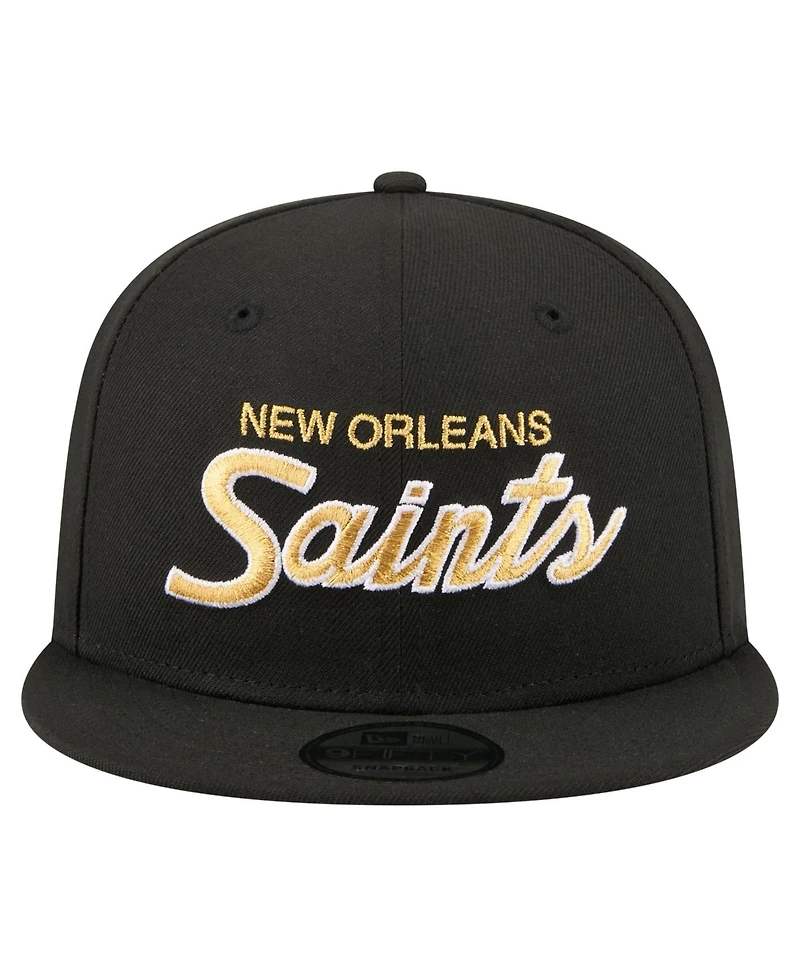 New Era Men's Black New Orleans Saints Core Team Script 9FIFTY Snapback Hat
