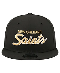 New Era Men's Black New Orleans Saints Core Team Script 9FIFTY Snapback Hat