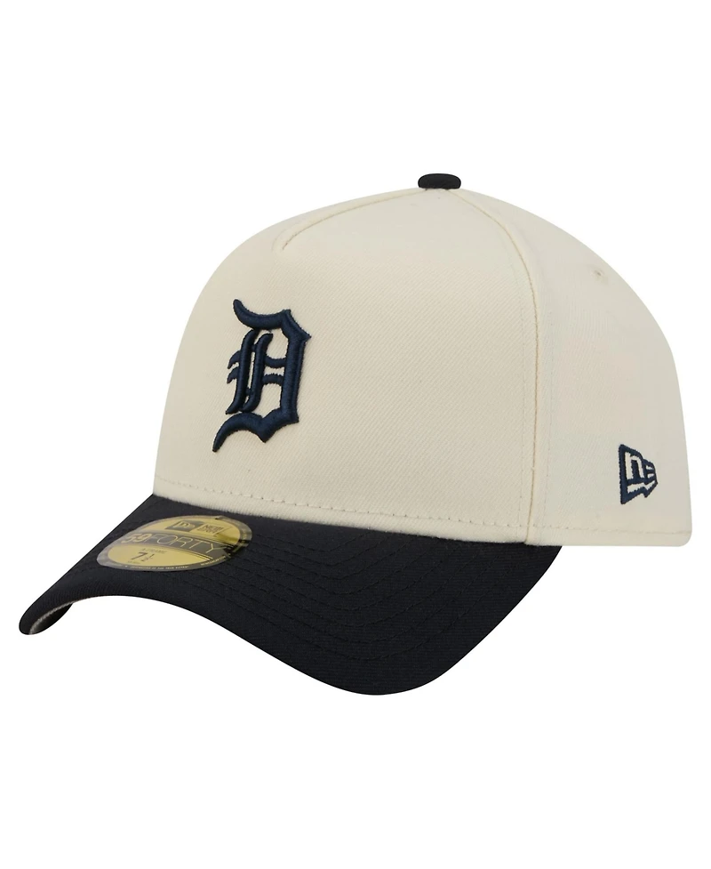 New Era Men's Cream Detroit Tigers Chrome A-Frame 59FORTY Fitted Hat