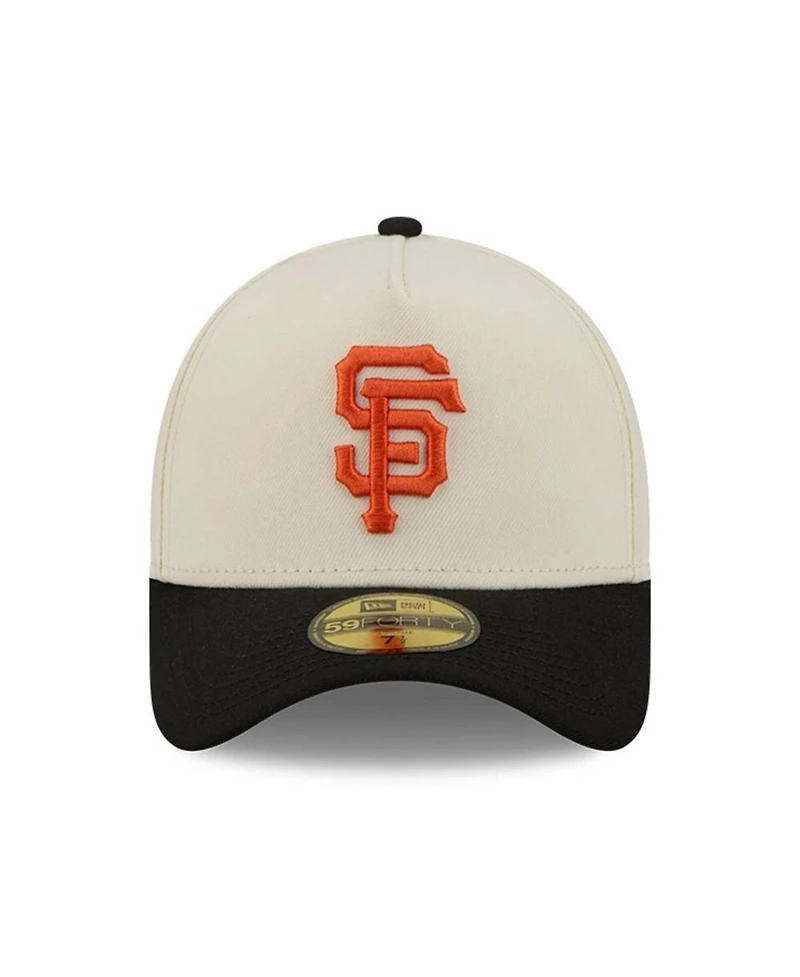 New Era Men's Cream San Francisco Giants Chrome A-Frame 59FORTY Fitted Hat
