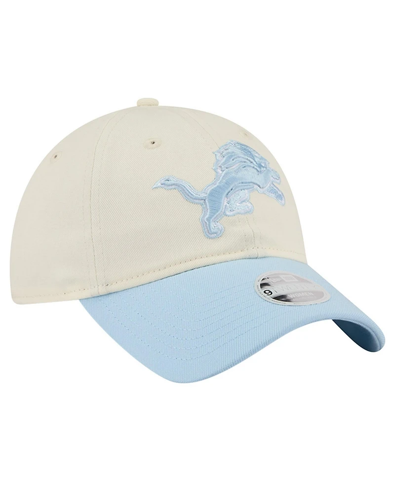 New Era Women's Cream/Coastal Blue Detroit Lions 9TWENTY Adjustable Hat