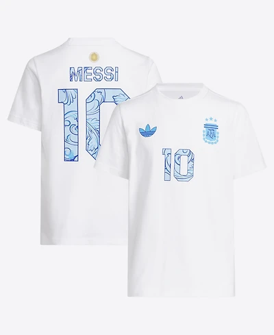 Adidas Big Boys and Girls Lionel Messi White Argentina National Team 2026 Away Jersey Hook Name Number T-Shirt