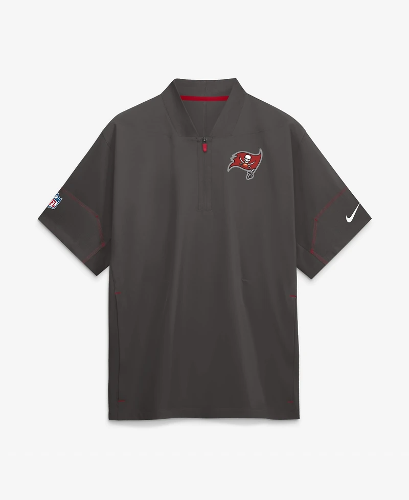 Nike Men's Pewter Tampa Bay Buccaneers Sideline Short Sleeve Quarter-Zip Coaches Jacket