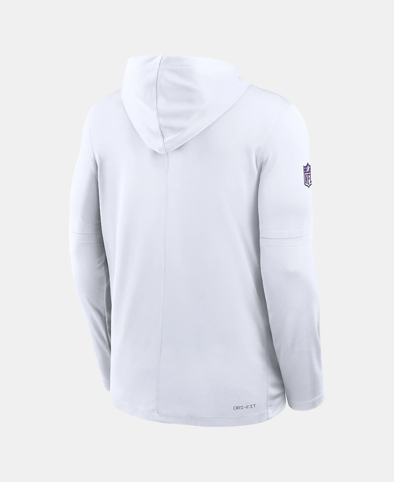 Nike Men's White Minnesota Vikings Sideline Alternate Lightweight Long Sleeve Hooded Dri-fit T-Shirt
