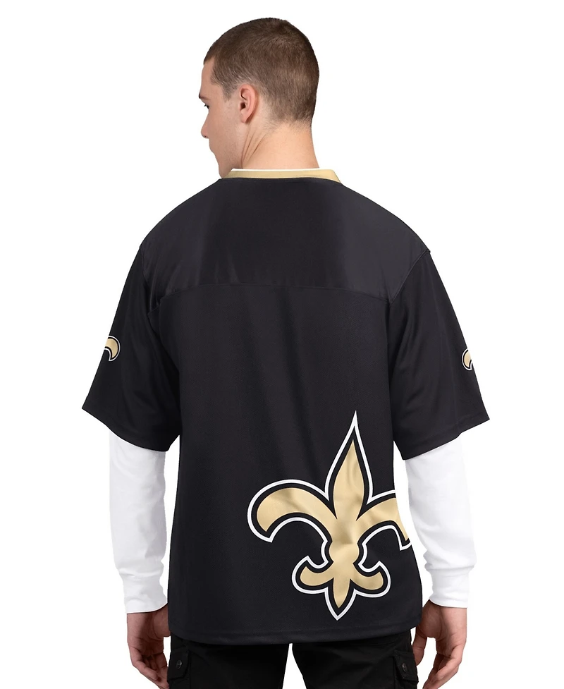 Starter Men's Black/White New Orleans Saints Short Sleeve Long Combo Pack T-Shirt