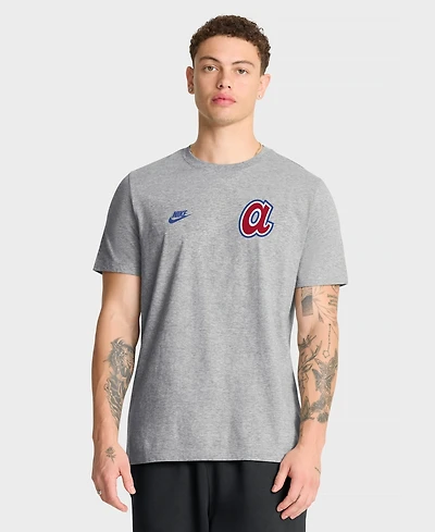 Nike Men's Heather Gray Atlanta Braves Cooperstown 2-Hit T-Shirt