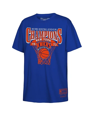 Mitchell & Ness Big Boys and Girls Blue New York Knicks 1973 Nba Champions T-Shirt